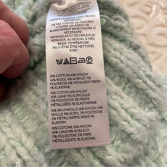 Anthropologie Chunky/Cable Knit Sweater Light Mint Green-Crop-Oversize-Medium - Picture 8 of 11